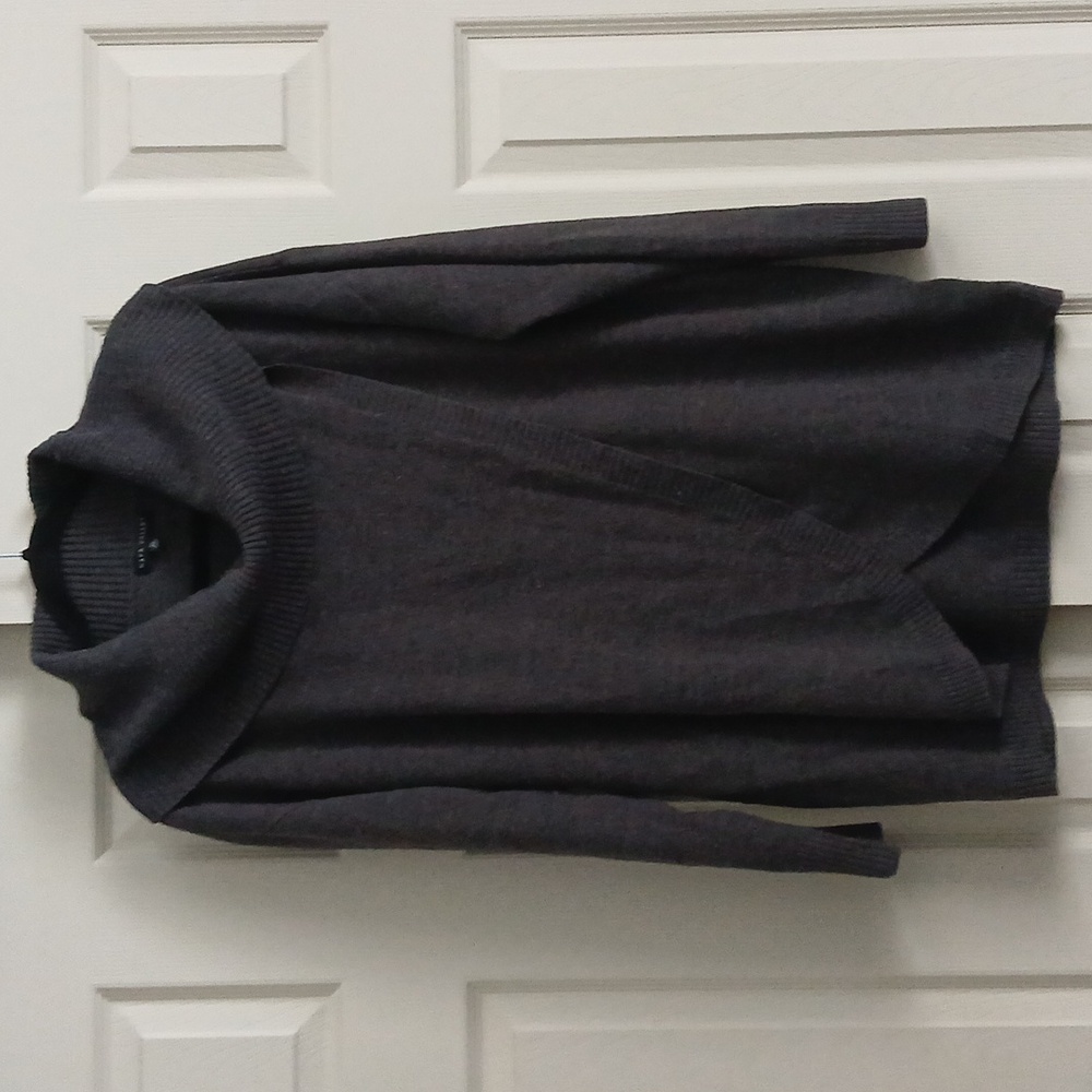 Gray Napa Valley cowl neck wrap sweater